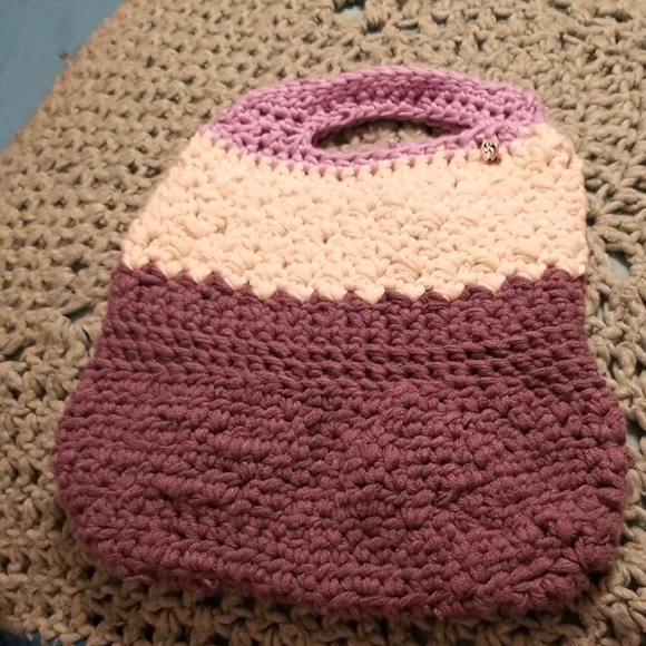 Hand crocheted Plum Clutch bag 1 of a kind.